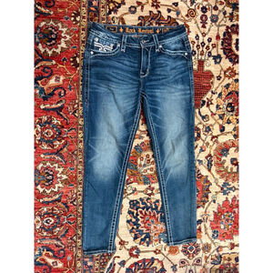 Rock Revival Fay Easy Ankle Skinny Jeans 28 Embroidered Rhinestone Pockets